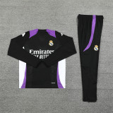 2425 Real Madrid Black Purple 1/4 Zipper Player Training Suit