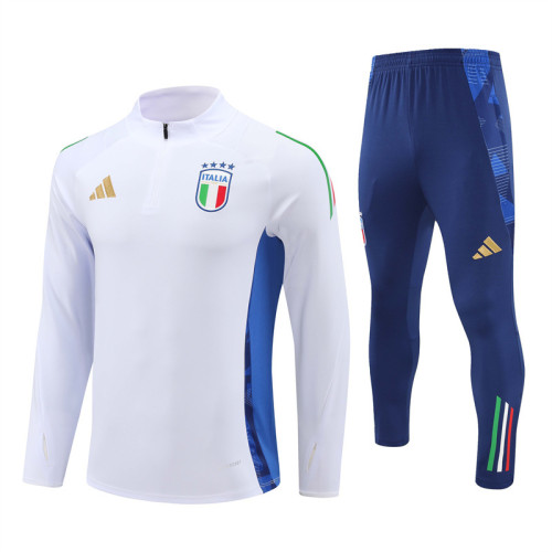 2425 Italy White 1/4 Zipper Training Suit