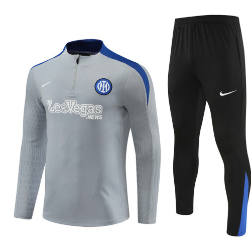 2425 Inter Milan Light Grey 1/4 Zipper Player Training Suit