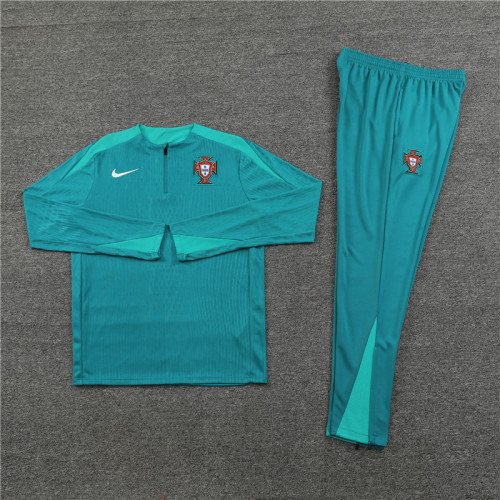 2425 Portugal Green 1/4 Zipper Player Training Suit