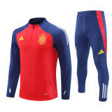 2425 Spain Red 1/4 Zipper Training Suit