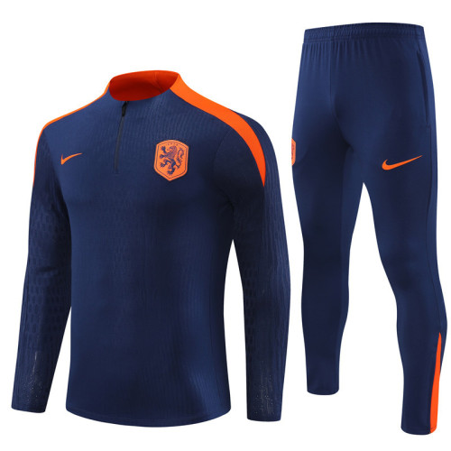 2425 Netherlands Navy Blue 1/4 Zipper Player Training Suit