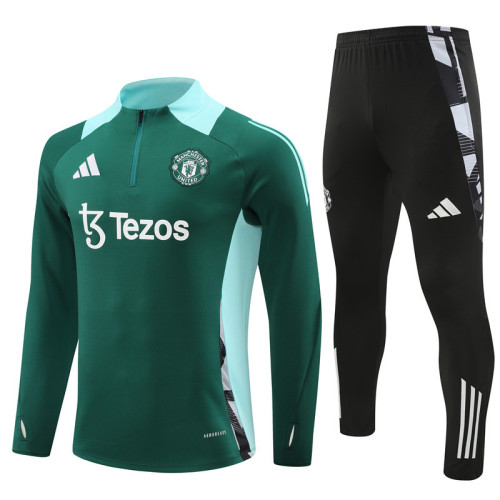 2425 Manchester United Green 1/4 Zipper Training Suit