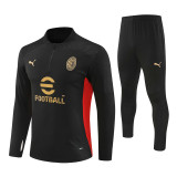 2425 Ac Milan Black 1/4 Zipper Training Suit
