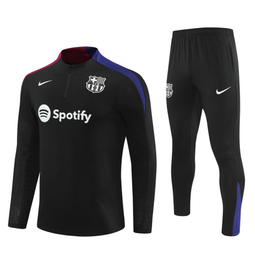 2425 Barcelona Black 1/4 Zipper Player Training Suit