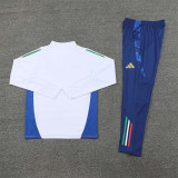 2425 Italy White 1/4 Zipper Training Suit