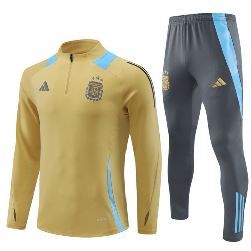 2425 Argentina Golden 1/4 Zipper Training Suit