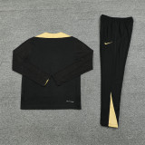 2425 Barcelona Black Golden 1/4 Zipper Player Training Suit