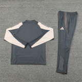 2425 Real Madrid Dark Grey 1/4 Zipper Training Suit