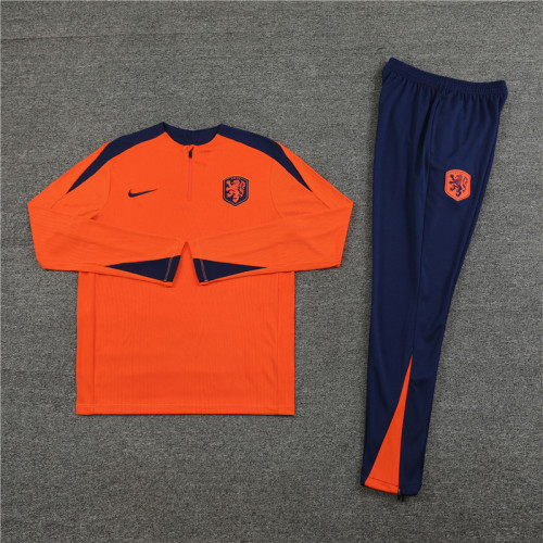 2425 Netherlands Orange 1/4 Zipper Player Training Suit