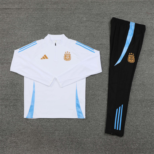 2425 Argentina White 1/4 Zipper Training Suit