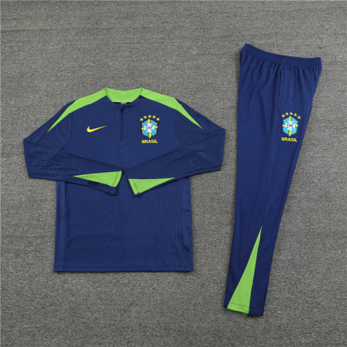 2425 Brazil Navy Blue 1/4 Zipper Player Training Suit