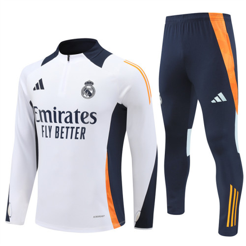 2425 Real Madrid White 1/4 Zipper Training Suit