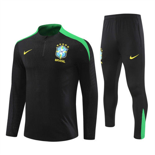 2425 Brazil Black 1/4 Zipper Player Training Suit
