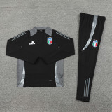 2425 Italy Black 1/4 Zipper Training Suit