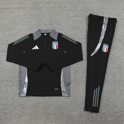2425 Italy Black 1/4 Zipper Training Suit