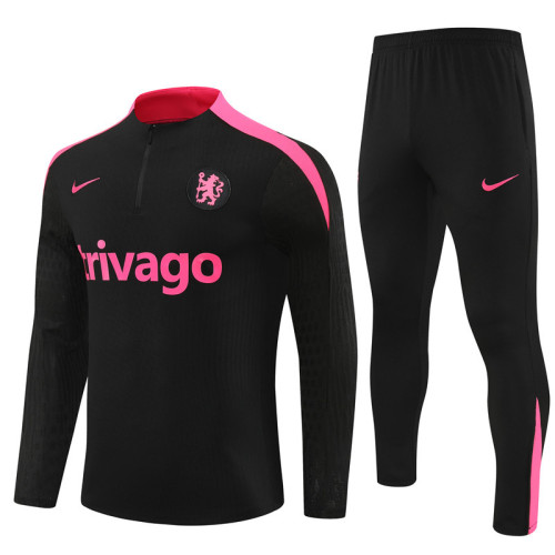 2425 Chelsea Black 1/4 Zipper Player Training Suit