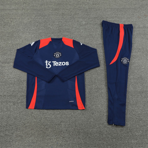 2425 Manchester United Navy Blue 1/4 Zipper Player Training Suit