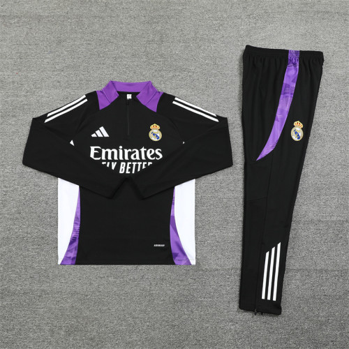 2425 Real Madrid Black Purple 1/4 Zipper Training Suit