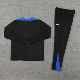 2425 France Black 1/4 Zipper Player Training Suit