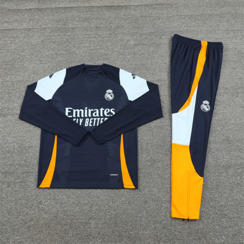 2425 Real Madrid Navy Blue 1/4 Zipper Player Training Suit