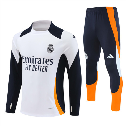 2425 Real Madrid White 1/4 Zipper Player Training Suit