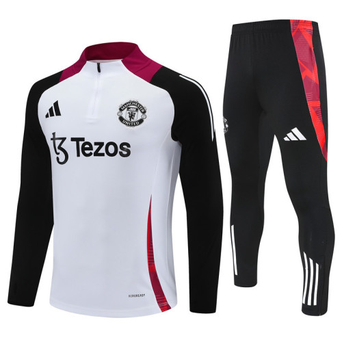 2425 Manchester United White 1/4 Zipper Training Suit