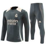 2425 Real Madrid Dark Grey 1/4 Zipper Player Training Suit