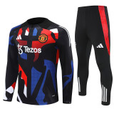 2425 Manchester United Black 1/4 Zipper Training Suit