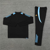 2425 Argentina Black 1/4 Zipper Training Suit