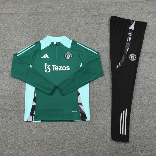 2425 Manchester United Green 1/4 Zipper Training Suit