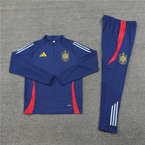 2425 Spain Navy Blue 1/4 Zipper Training Suit