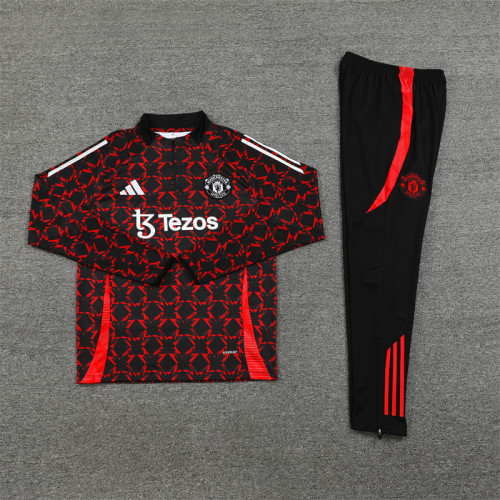 2425 Manchester United Red Black 1/4 Zipper Training Suit