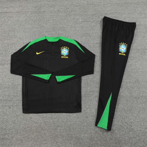 2425 Brazil Black 1/4 Zipper Player Training Suit