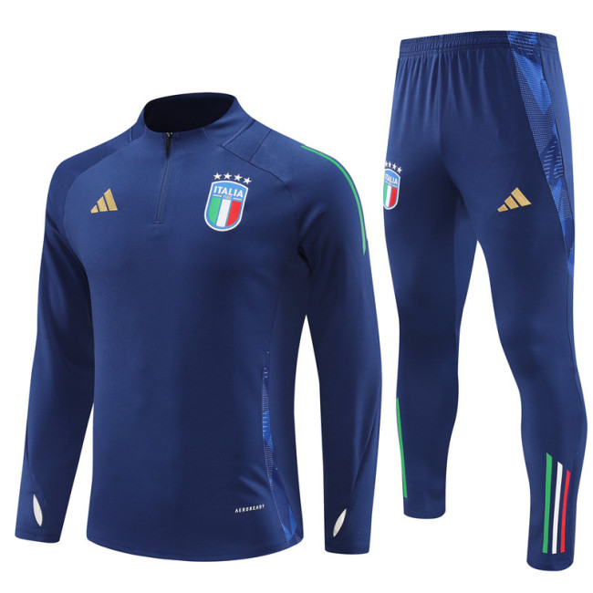 2425 Italy Navy Blue 1/4 Zipper Training Suit