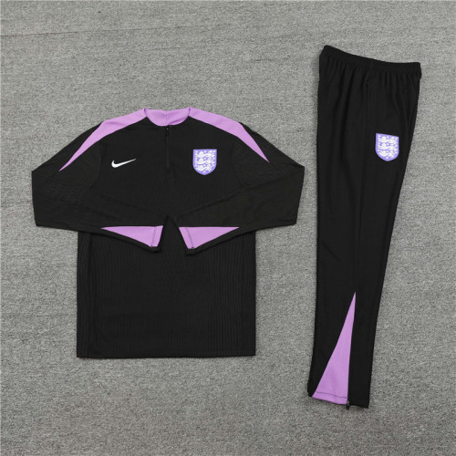 2425 England Black 1/4 Zipper Player Training Suit