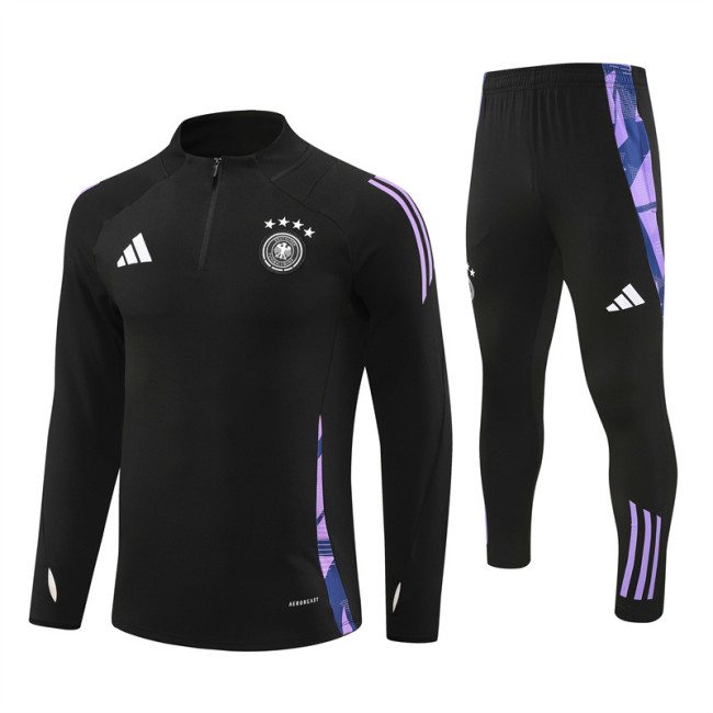 2425 Germany Black 1/4 Zipper Training Suit