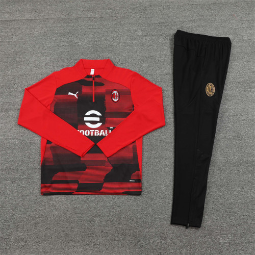 2425 Ac Milan Red 1/4 Zipper Training Suit