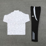 2425 Real Madrid White Grey 1/4 Zipper Training Suit