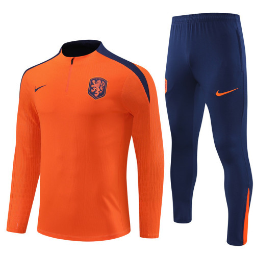 2425 Netherlands Orange 1/4 Zipper Player Training Suit