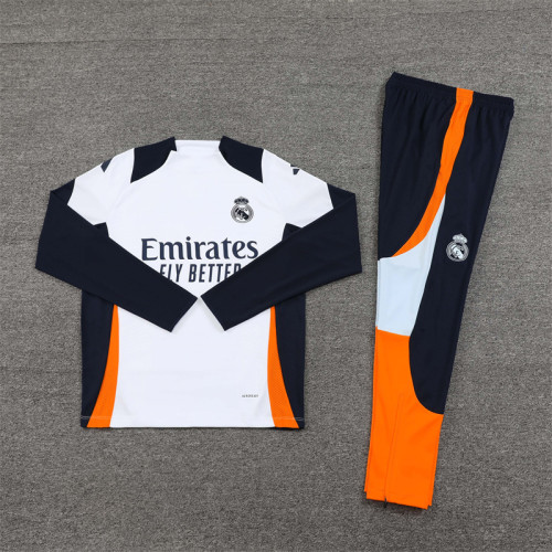 2425 Real Madrid White 1/4 Zipper Player Training Suit