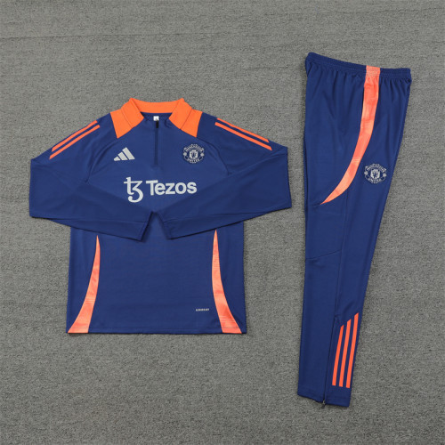 2425 Manchester United Navy Blue 1/4 Zipper Training Suit