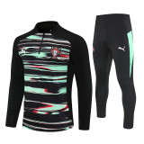 2526 Portugal Green Black 1/4 Zipper Training Suit