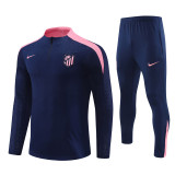 2425 Atlético De Madrid Navy Blue 1/4 Zipper Player Training Suit