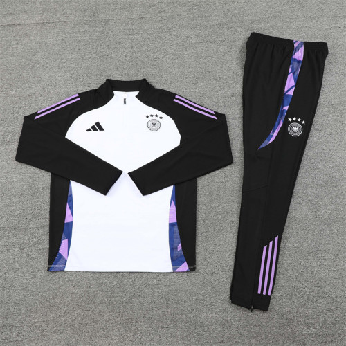 2425 Germany White 1/4 Zipper Training Suit