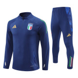 2425 Italy Navy Blue 1/4 Zipper Training Suit