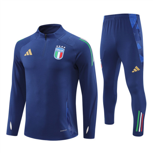 2425 Italy Navy Blue 1/4 Zipper Training Suit