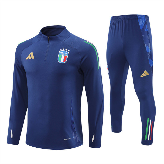 2425 Italy Navy Blue 1/4 Zipper Training Suit