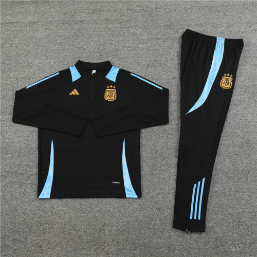 2425 Argentina Black 1/4 Zipper Training Suit