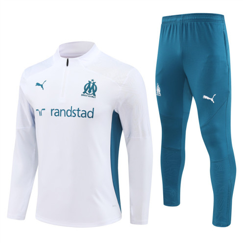 2425 Olympique De Marseille White 1/4 Zipper Training Suit
